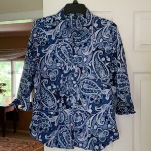 Lauren Ralph Lauren Blue Paisley Button Down Shirt